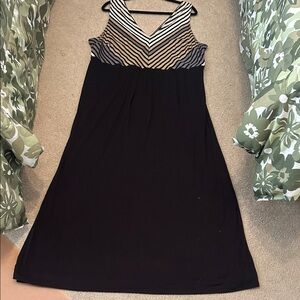 Faded Glory Black Dress with Gold Stripes